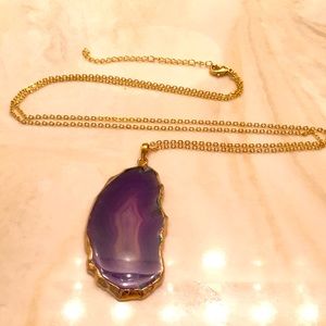Necklace-purple agate with 32” chain plus 3” ext